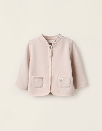 Chaqueta Perchada con Bolsillos para Recién Nacido, Beige