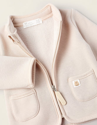Chaqueta Perchada con Bolsillos para Recién Nacido, Beige
