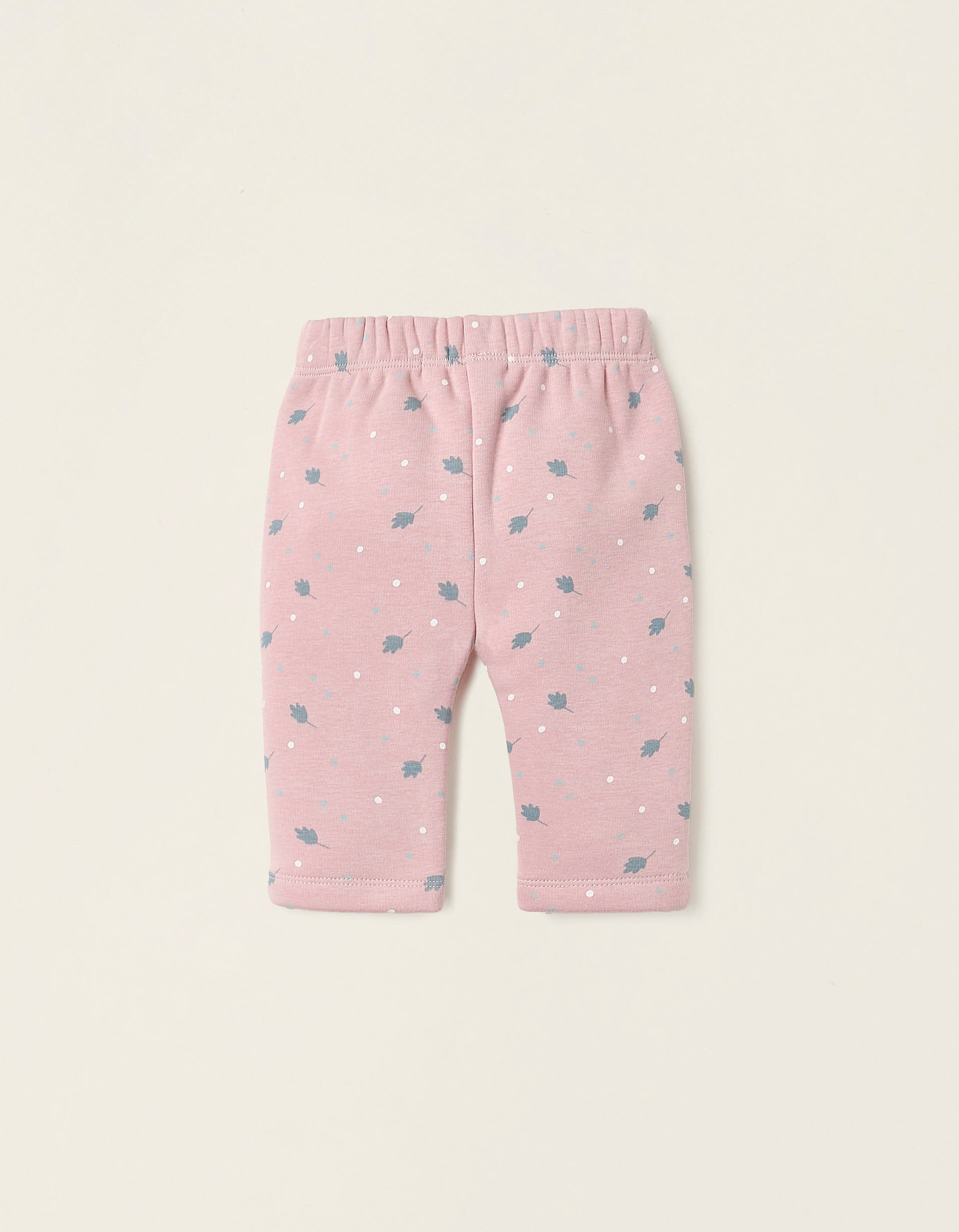 Thermal Effect Trousers for Newborn Girls 'Leaves & Dots', Pink