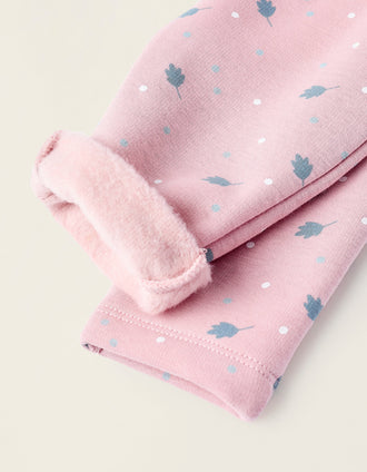 Pantalón de Efecto Térmico para Recién Nacida 'Hojas & Lunares', Rosa
