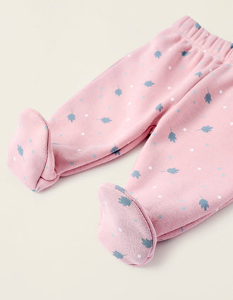 Pantalón de Efecto Térmico para Recién Nacida 'Hojas & Lunares', Rosa