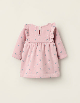 Vestido Cardado + Collants para Bebé Menina, Rosa/Branco