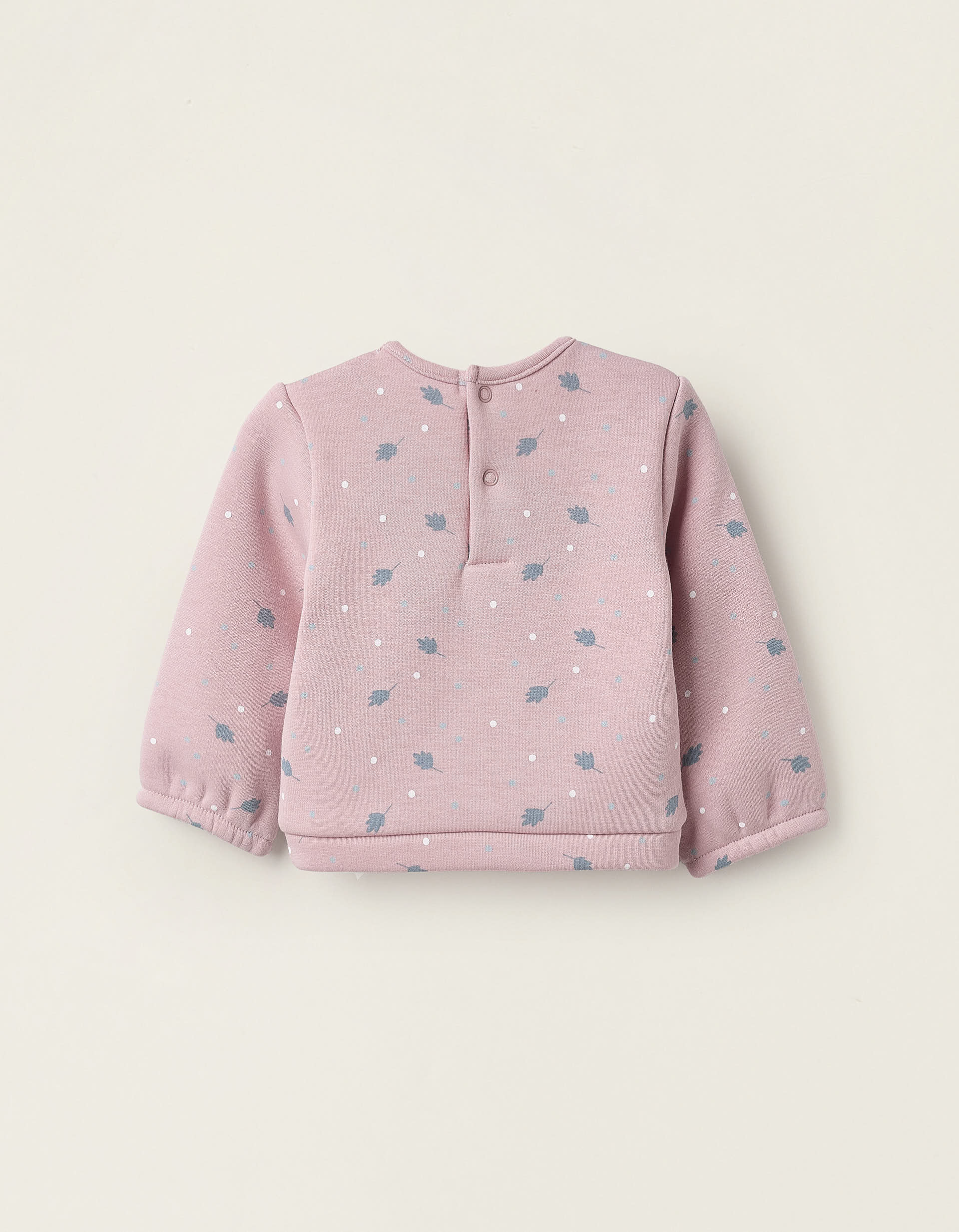 Fleece Sweatshirt for Newborn Girls 'Leaves', Pink