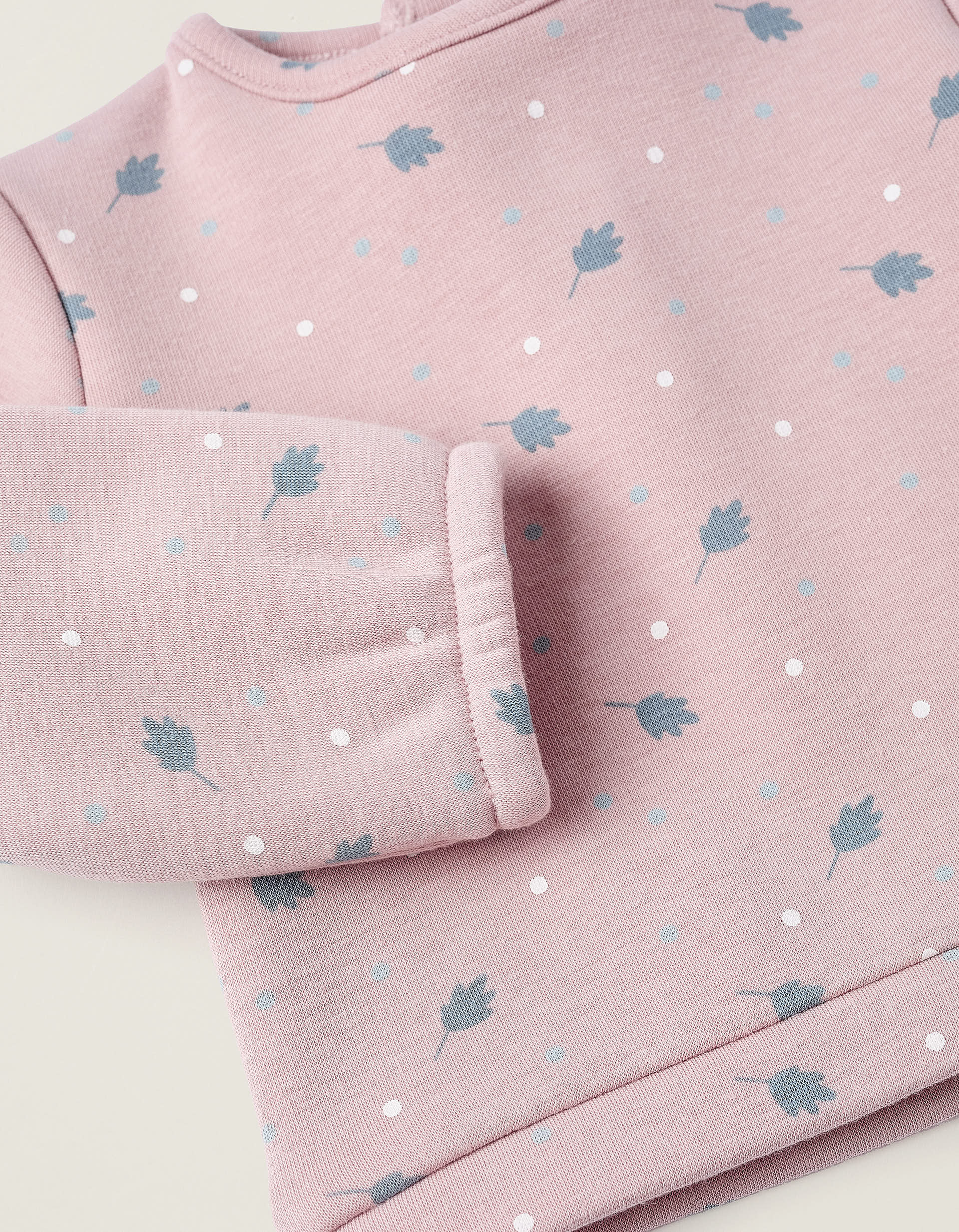 Fleece Sweatshirt for Newborn Girls 'Leaves', Pink