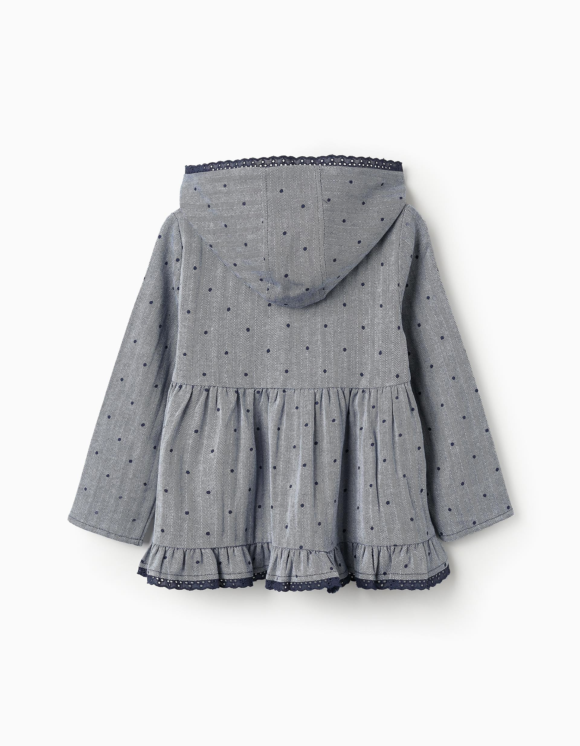 Hooded Shirt with English Embroidery for Girls, Blue