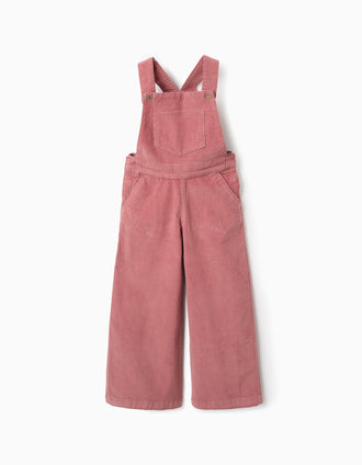 Salopette en Velours Côtelé pour Fille 'Wide Leg', Rose