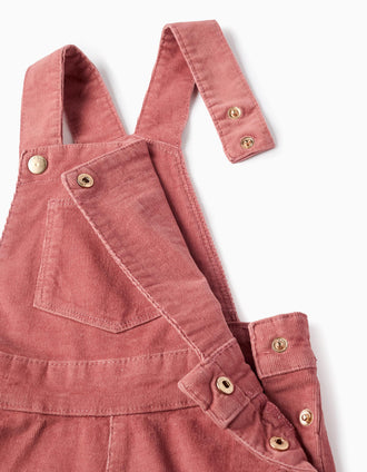 Salopette en Velours Côtelé pour Fille 'Wide Leg', Rose