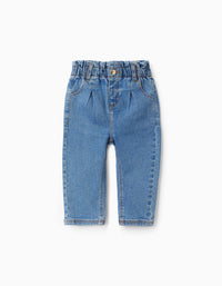 Denim Trousers for Baby Girls 'Paperbag', Blue