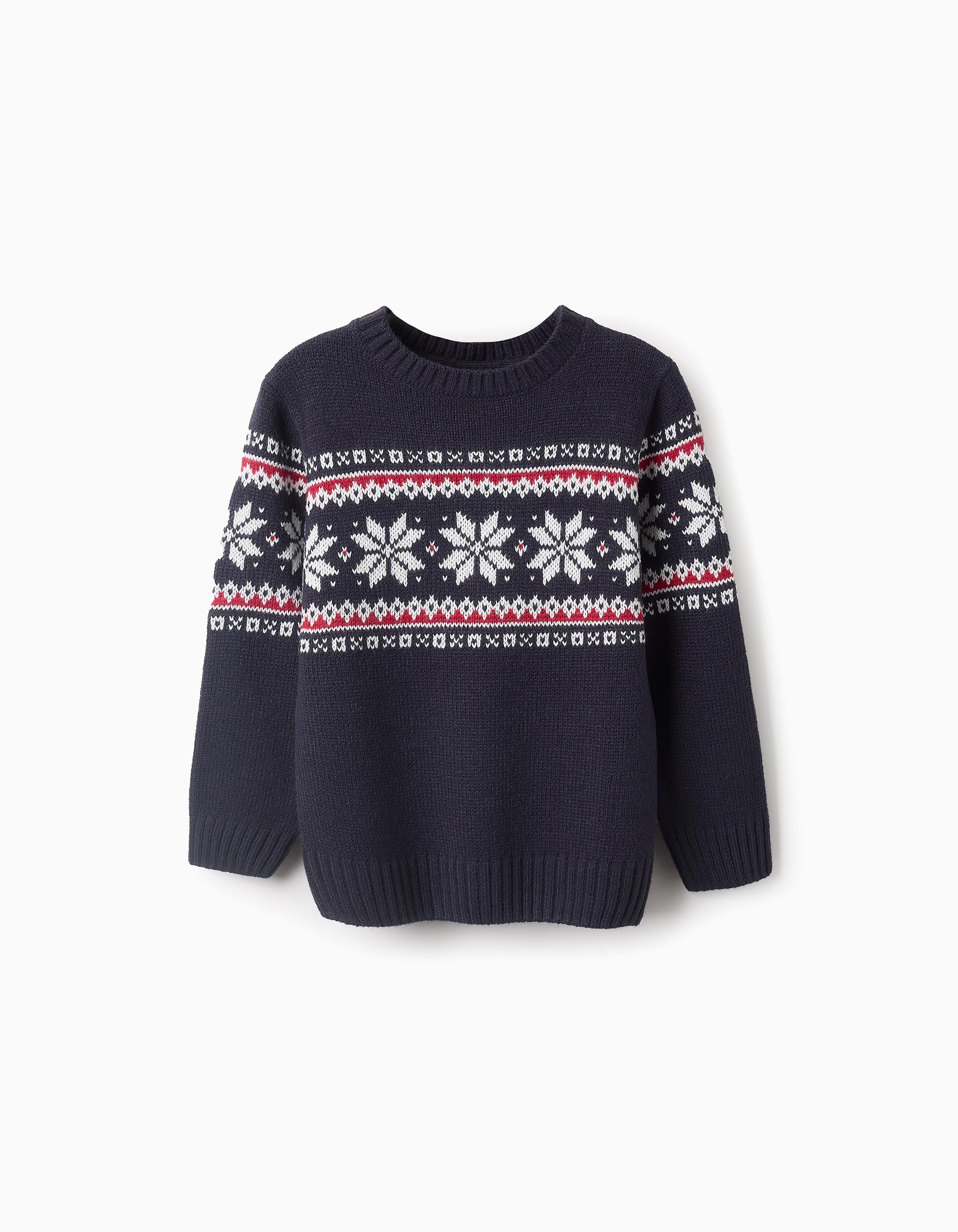 Jumper with Jacquard for Boys, Dark Blue