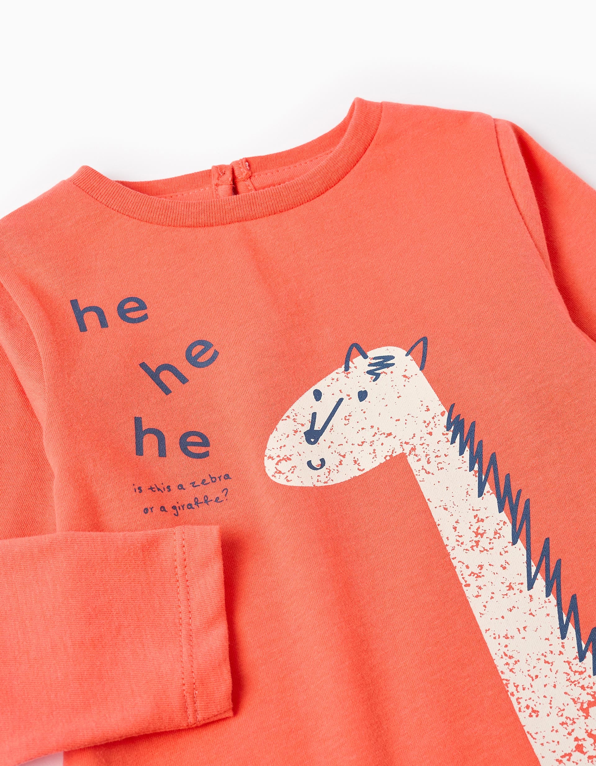 T-shirt à Manches Longues en Coton pour Bébé Fille 'Girafe', Orange