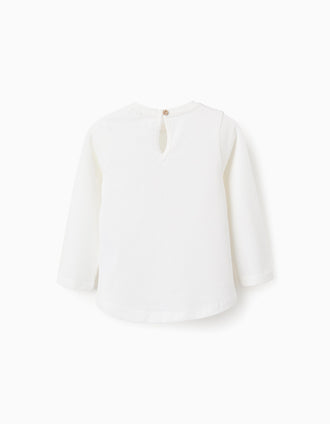Camiseta de Manga Larga para Bebé Niña 'Erizo', Blanco