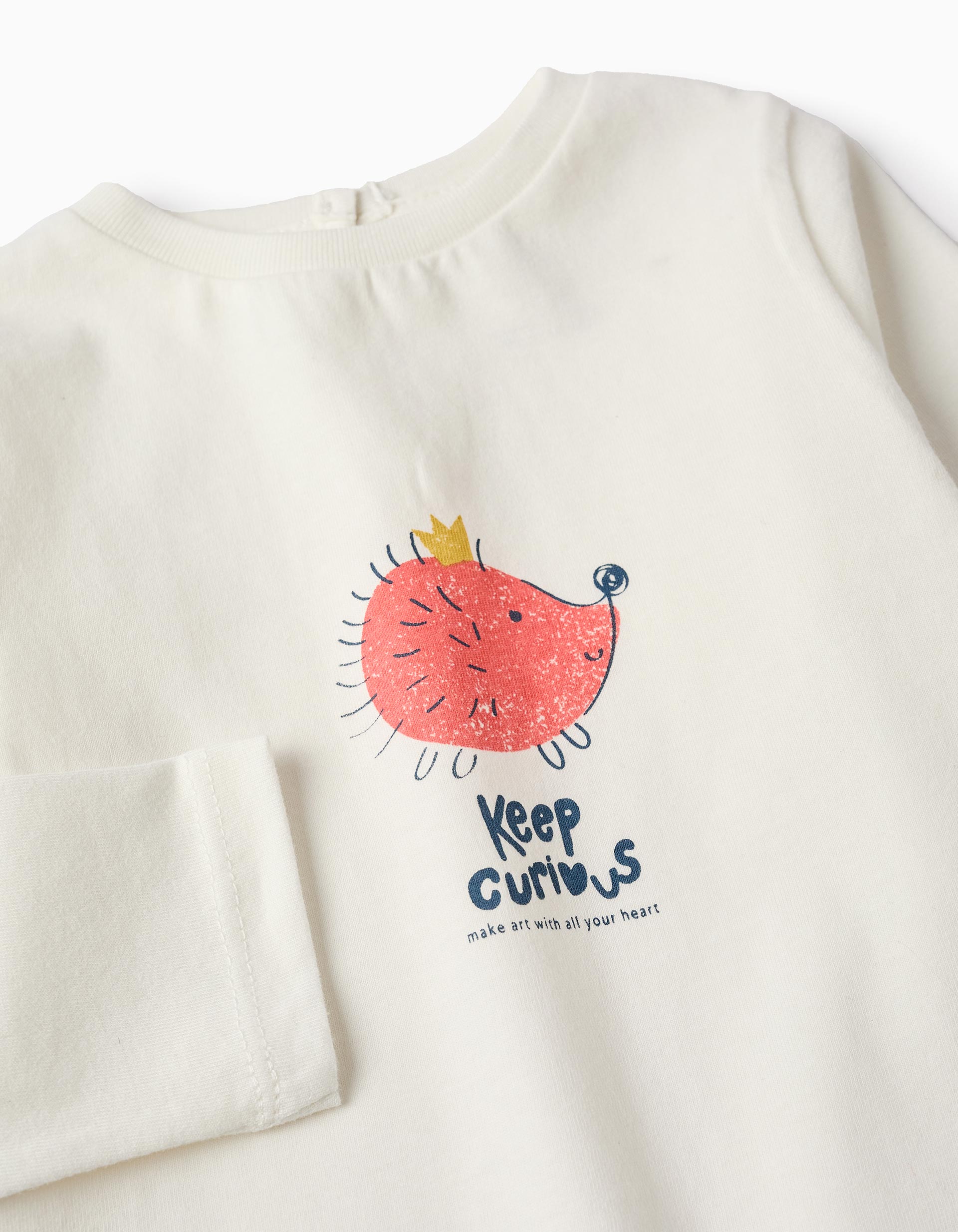 T-shirt à Manches Longues pour Bébé Fille 'Hérisson', Blanc