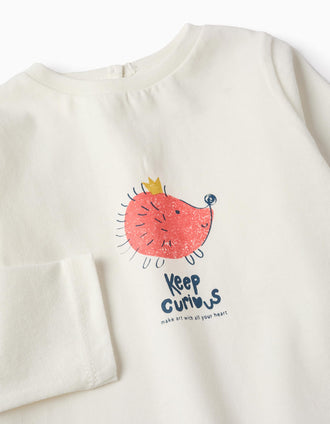 Camiseta de Manga Larga para Bebé Niña 'Erizo', Blanco