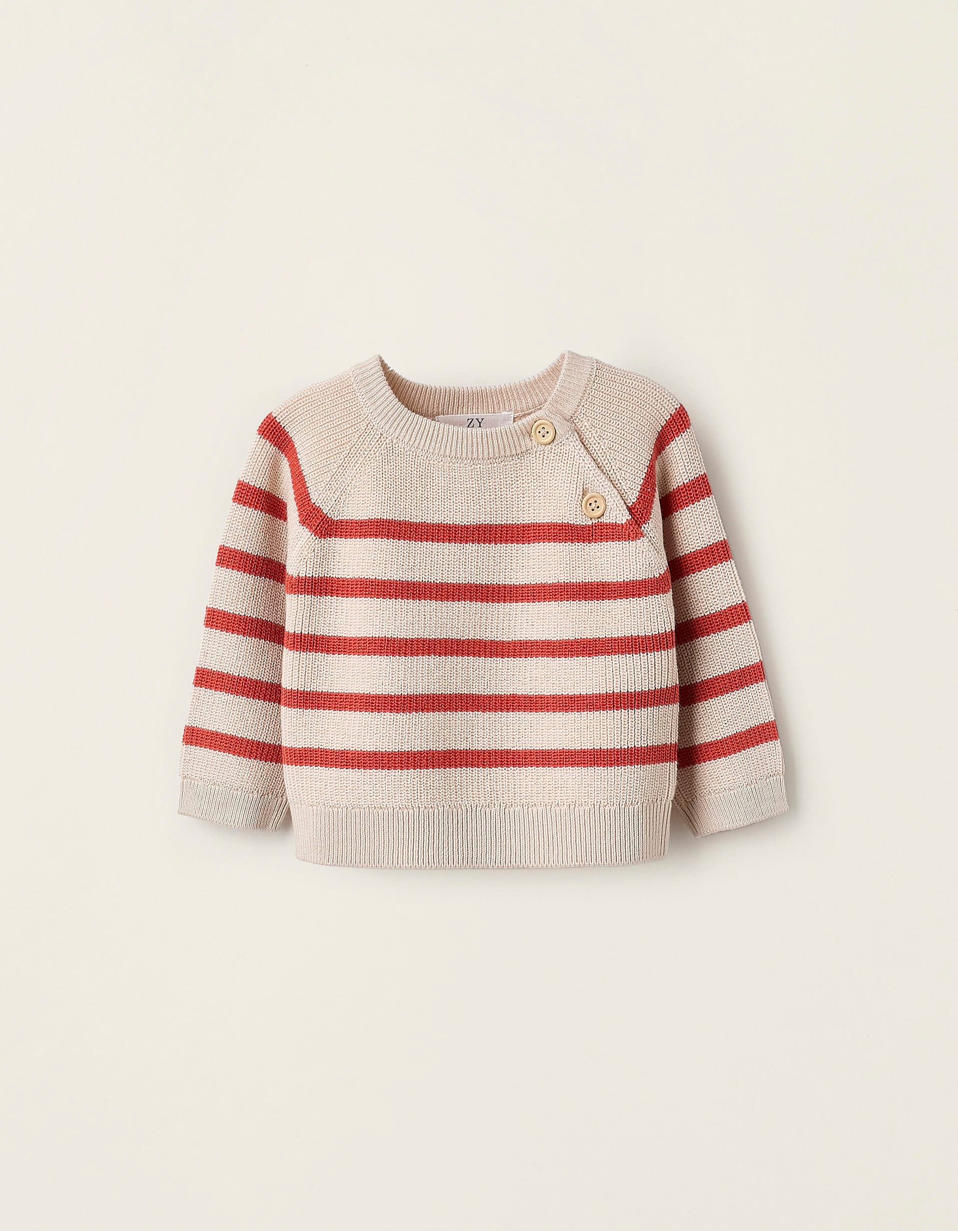 Striped Jumper for Newborns, Beige/Orange