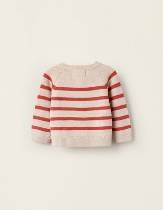 Jersey de Punto a Rayas para Recién Nacido, Beige/Naranja