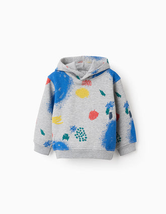 Sweat Gratté avec Capuche pour Bébé Garçon 'Monstres des Émotions', Gris