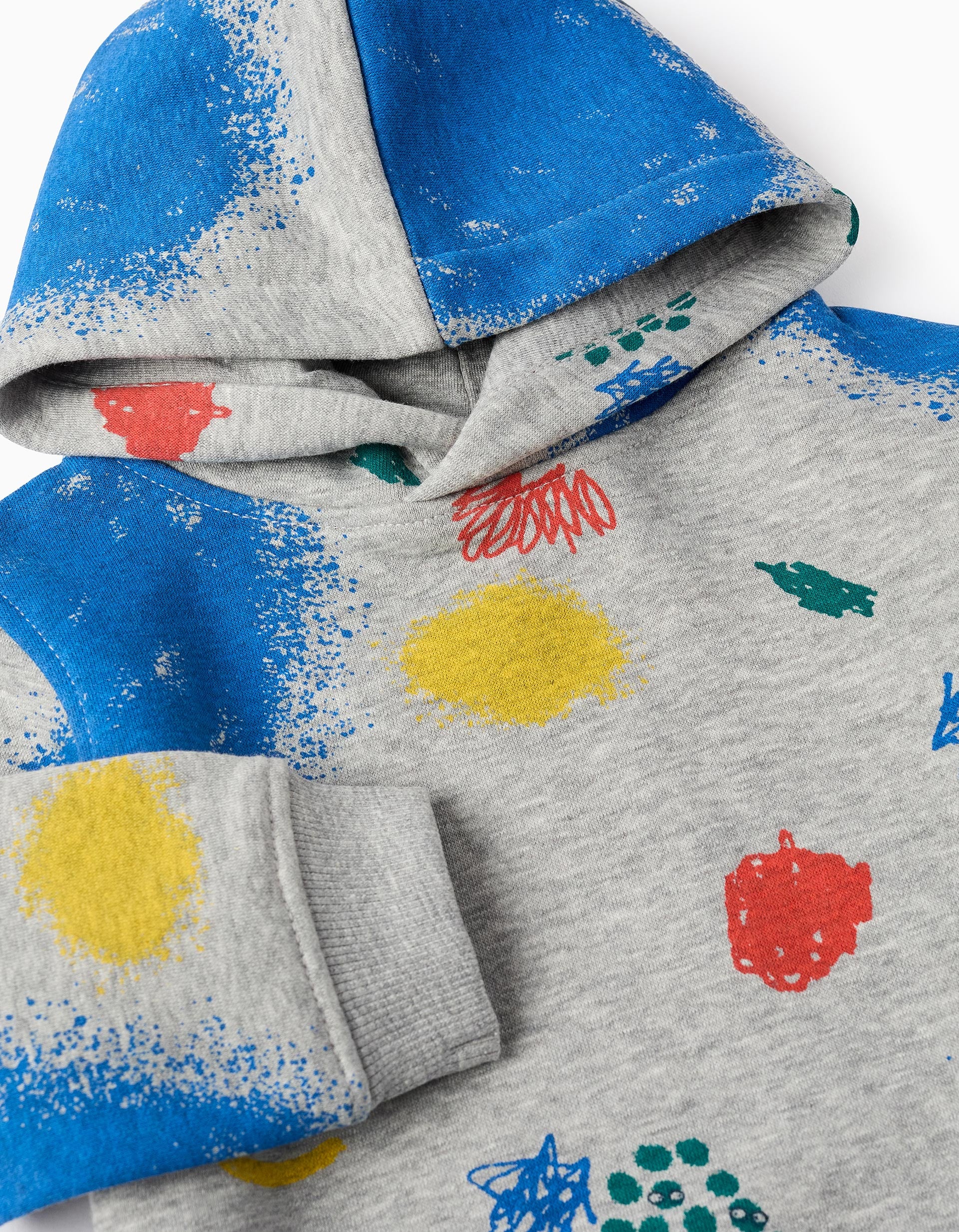 Sudadera Perchada con Capucha para Bebé Niño 'Monstruos de las Emociones', Gris