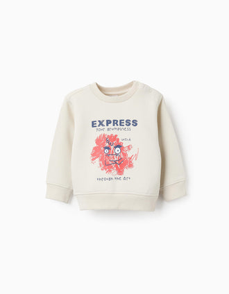 Sweat Gratté pour Bébé Garçon 'Monstres des Émotions', Beige