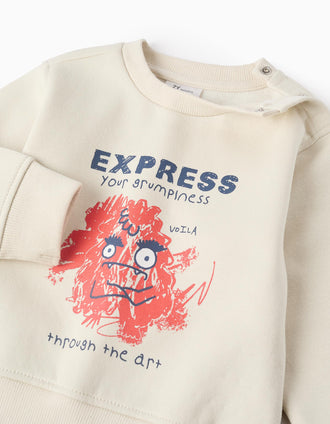 Sudadera Perchada para Bebé Niño 'Monstruos de las Emociones', Beige