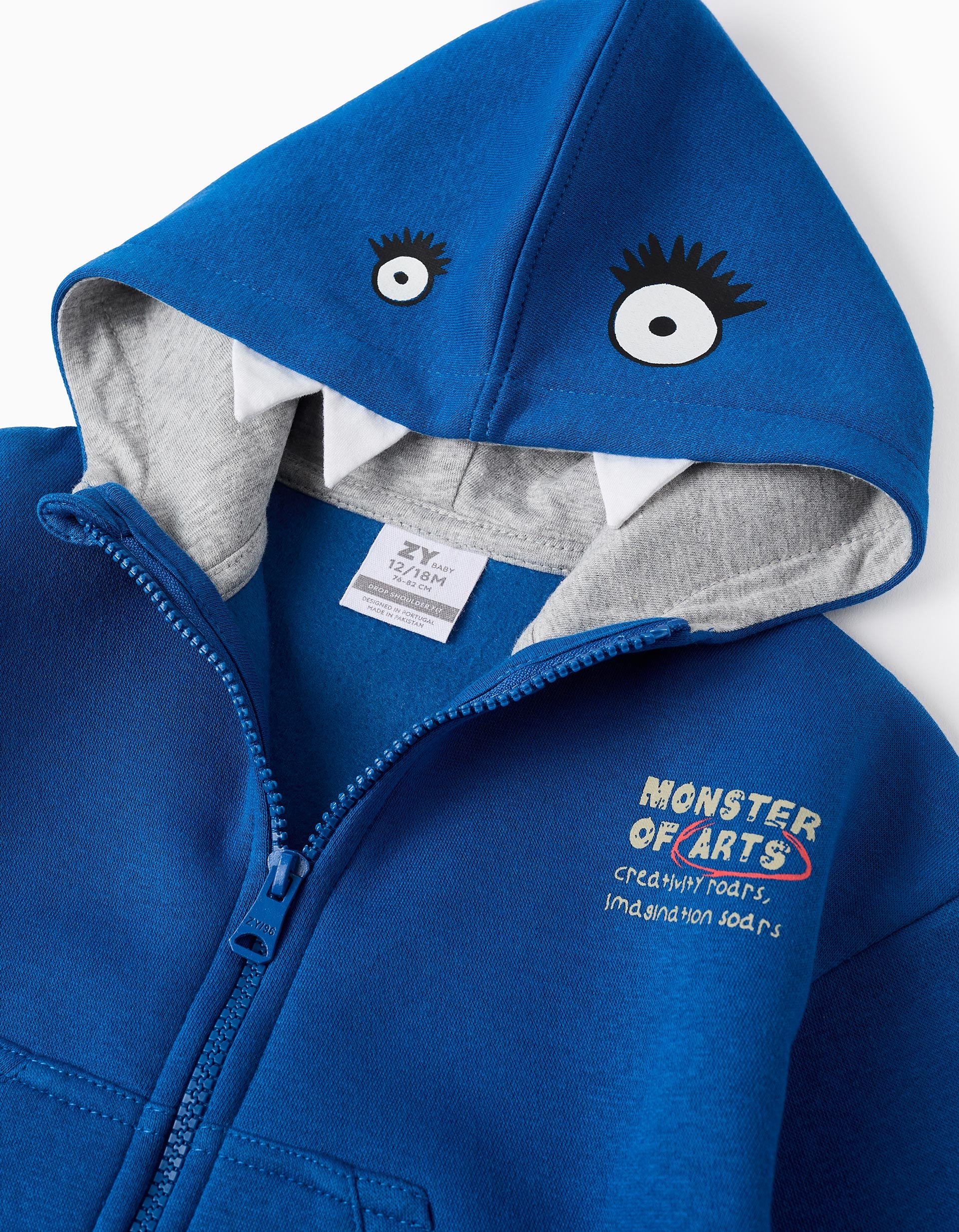 Chaqueta Perchada con Capucha y 3D para Bebé Niño 'Monstruo', Azul