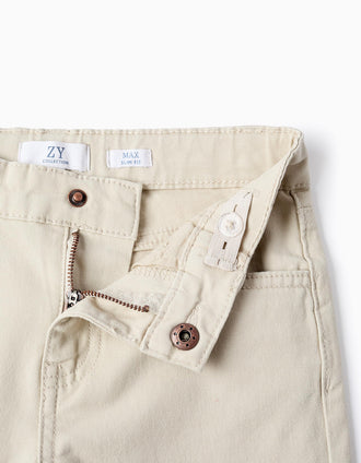 Pantalón de Sarga para Niño 'Slim Fit', Beige