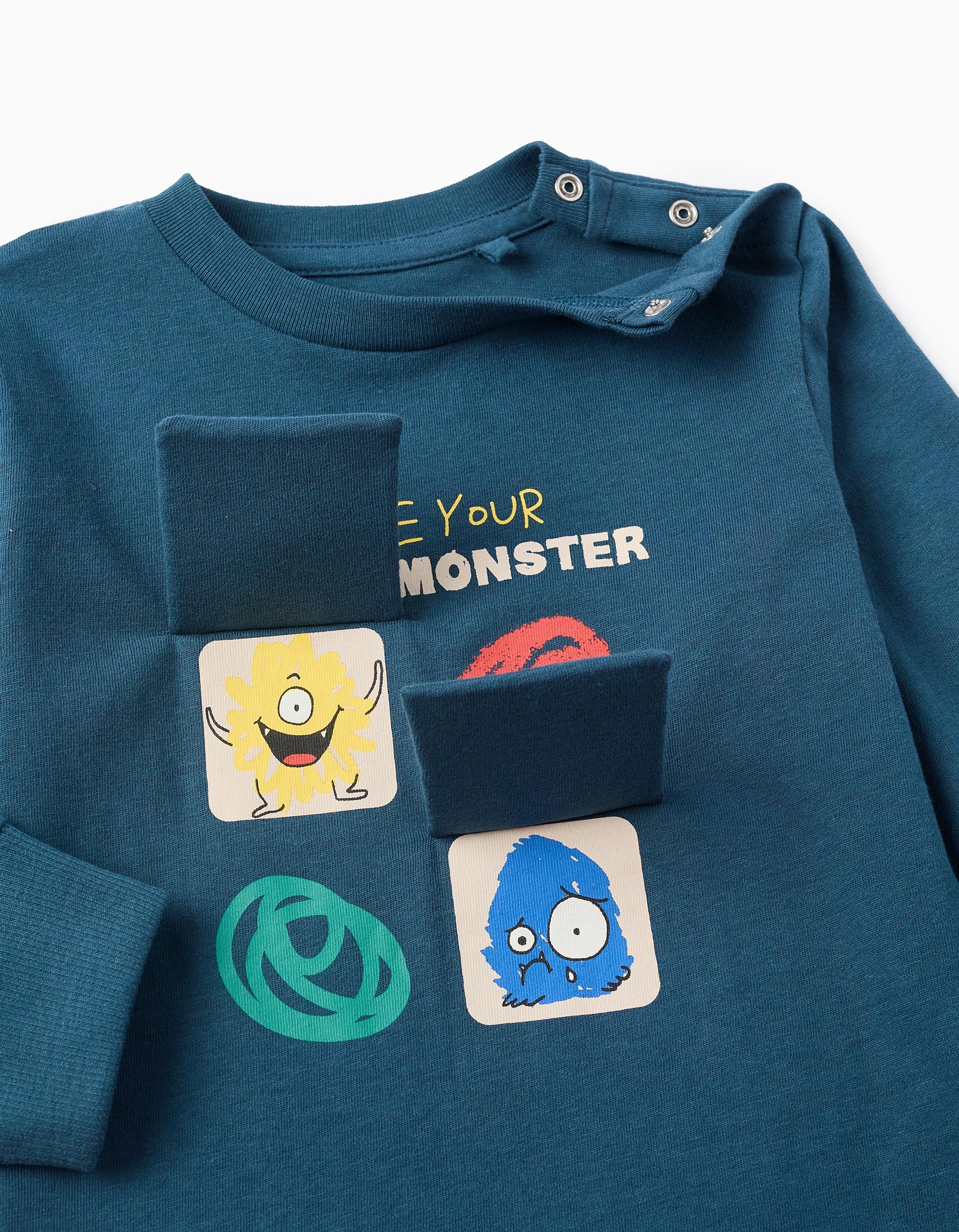 Long Sleeve T-shirt for Baby Boys 'Monsters', Turquoise