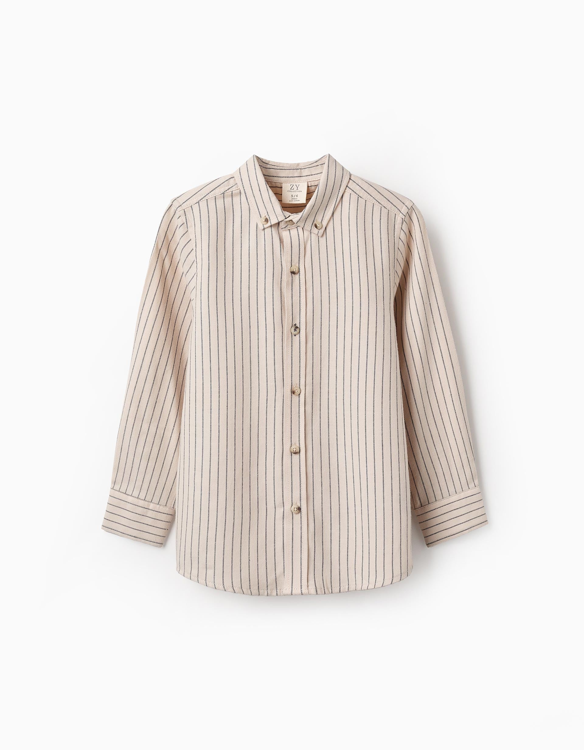 Cotton Striped Shirt for Boys, Beige