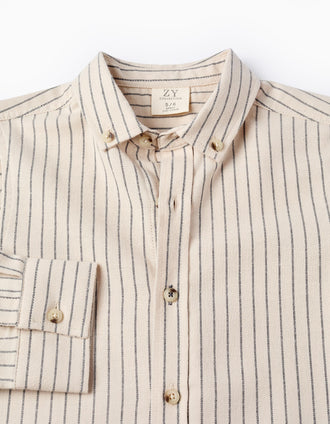 Chemise en Coton à Rayures pour Garçon, Beige