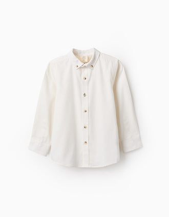 Camisa de Algodón para Niño, Blanco