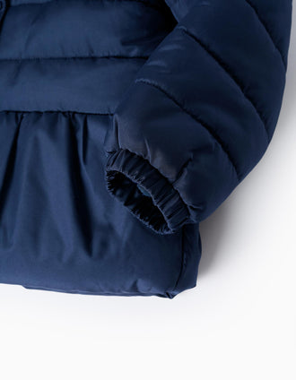 Chaqueta Acolchada con Capucha para Niña, Azul Oscuro