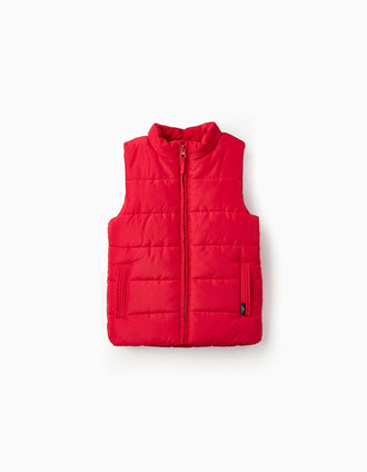 Chaleco Acolchado con Forro Polar para Niño, Rojo