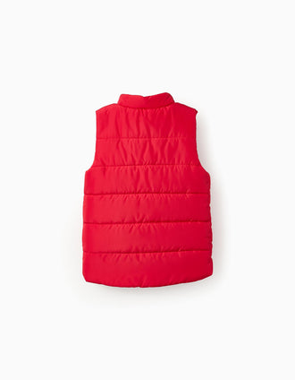 Colete Acolchoado com Forro Polar para Menino, Vermelho