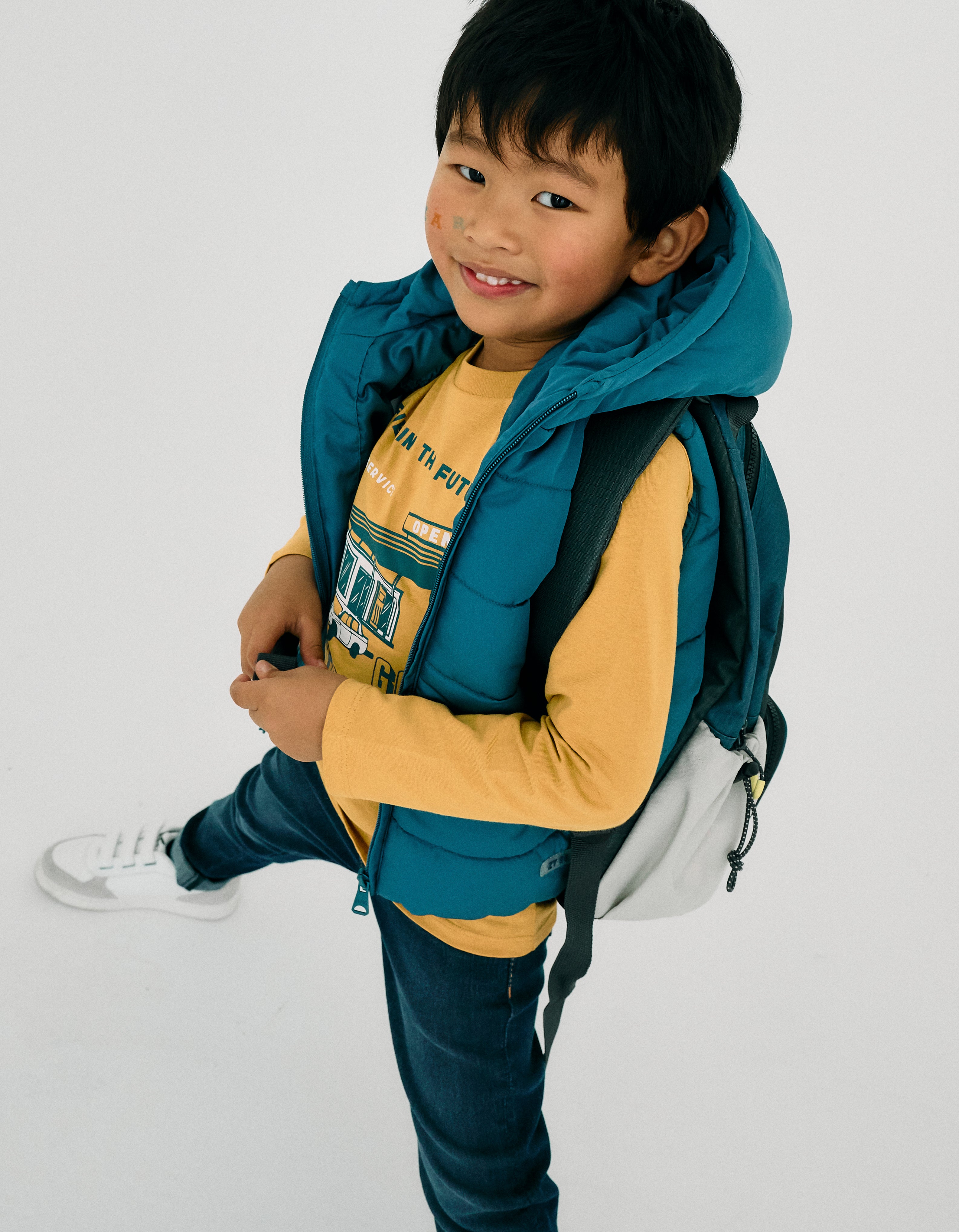 Padded Hooded Gilet for Boys, Turquoise