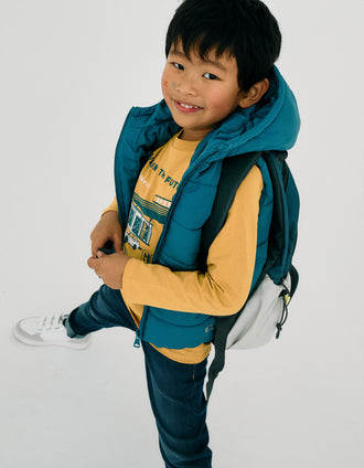 Colete Acolchoado com Capuz para Menino, Turquesa