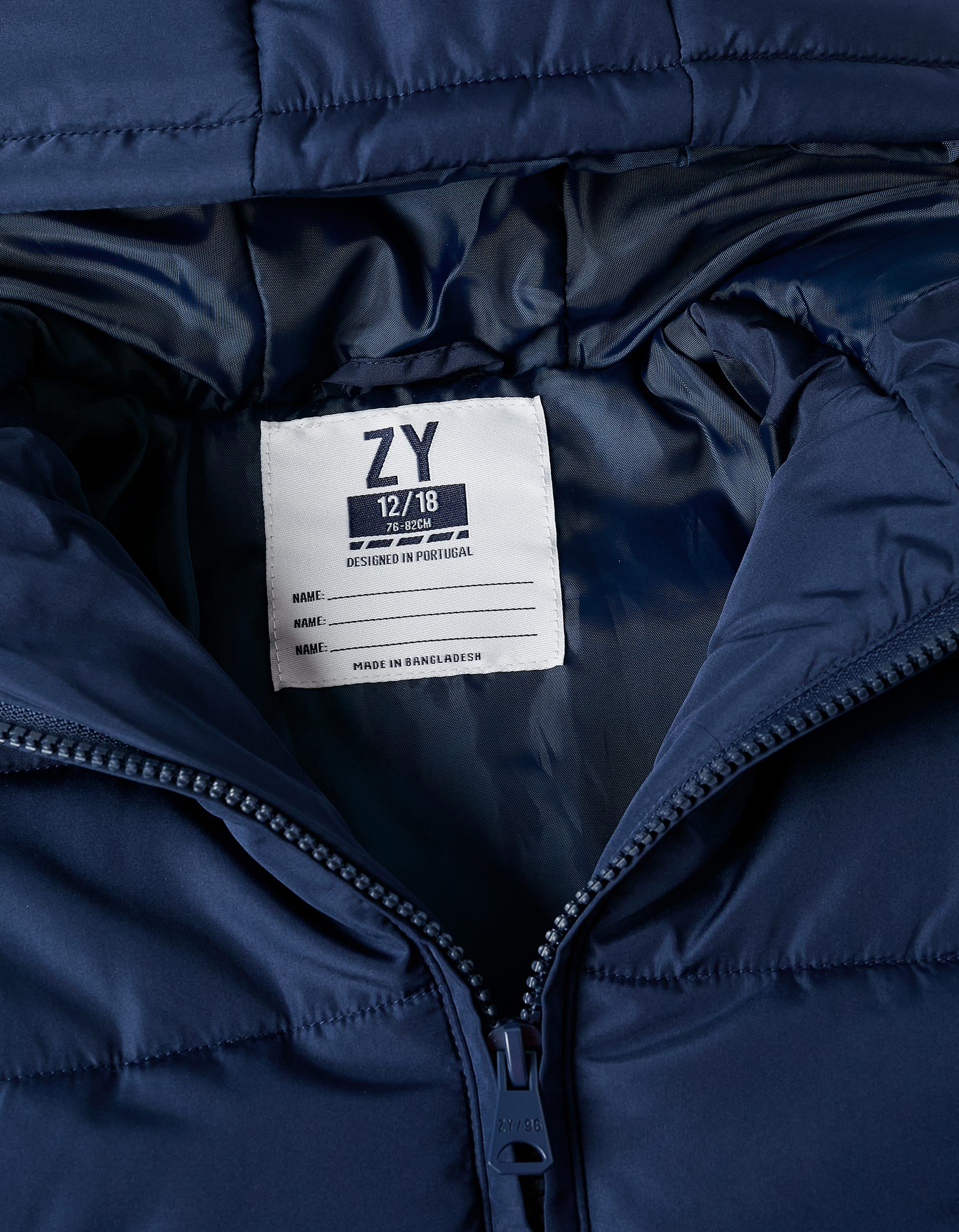 Padded Hooded Jacket for Baby Boys, Dark Blue