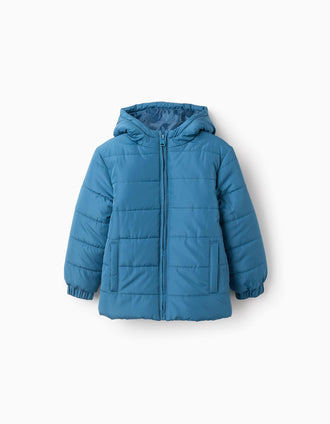 Chaqueta Acolchada con Capucha para Niño, Turquesa
