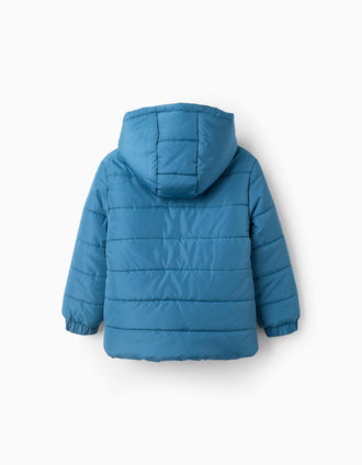 Chaqueta Acolchada con Capucha para Niño, Turquesa