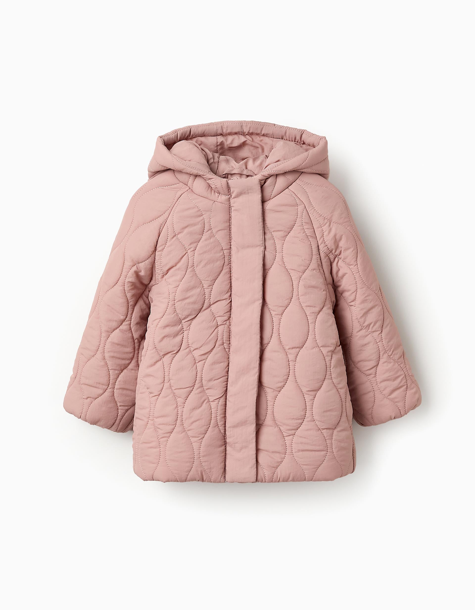 Padded Hooded Parka for Baby Girls, Pastel Pink