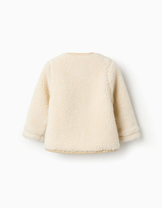 Casaco Acolchoado de Sherpa para Bebé Menina, Branco