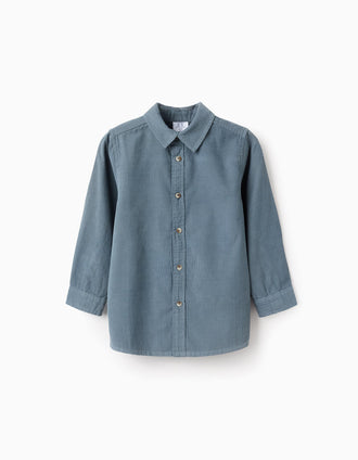 Chemise en Velours Côtelé pour Garçon, Bleu