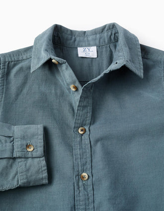 Chemise en Velours Côtelé pour Garçon, Bleu