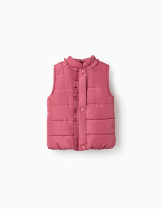 Colete Acolchoado com Forro Polar para Bebé Menina, Rosa
