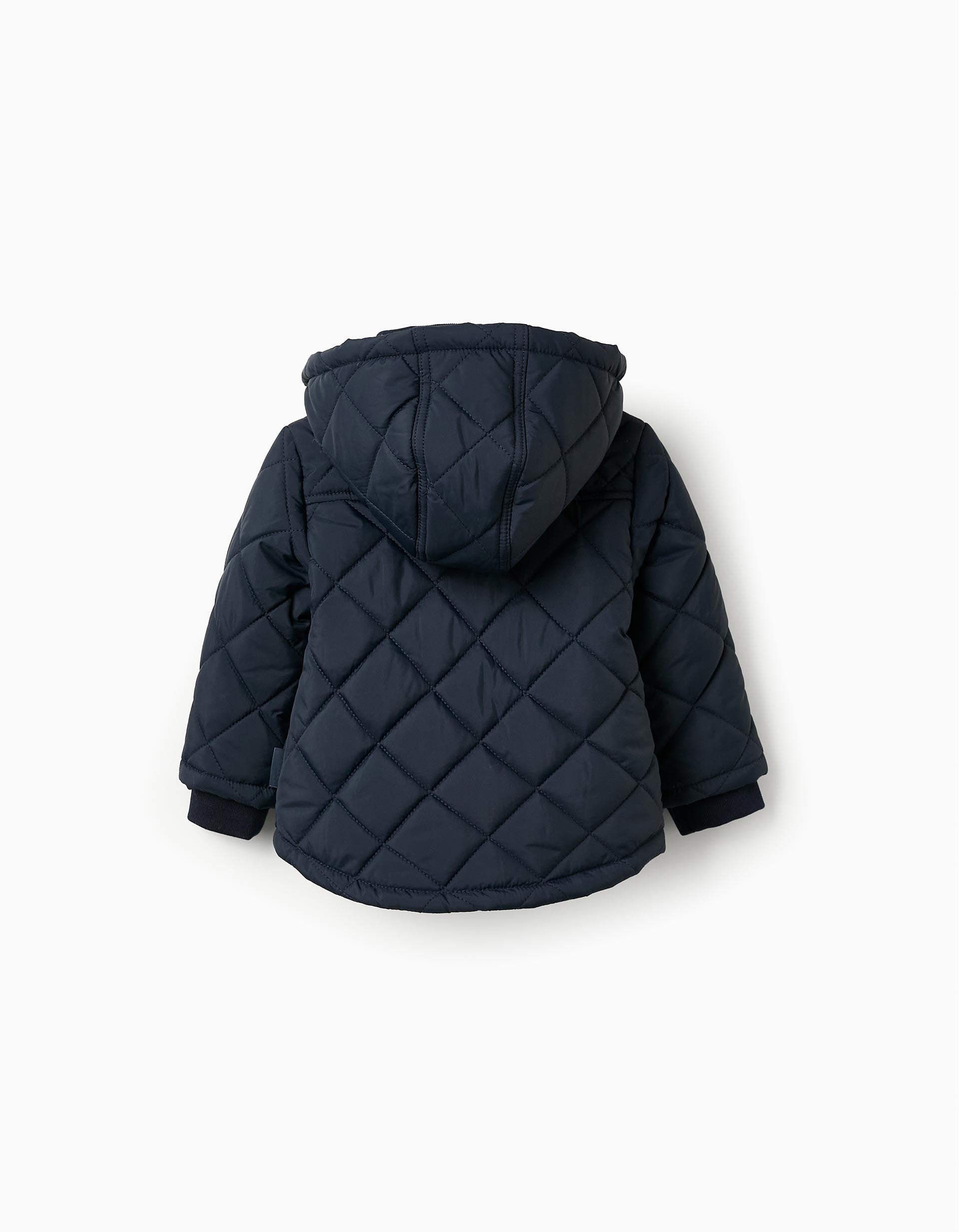 Padded Jacket with Removable Hood for Baby Boys, Dark Blue