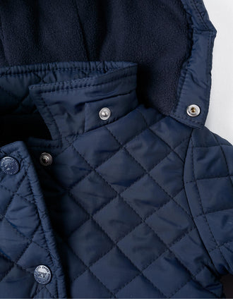 Manteau Matelassé avec Capuche Amovible pour Bébé Garçon, Bleu Foncé