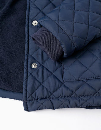 Manteau Matelassé avec Capuche Amovible pour Bébé Garçon, Bleu Foncé