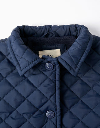 Abrigo Acolchada con Capucha Desmontable para Bebé Niño, Azul Oscuro
