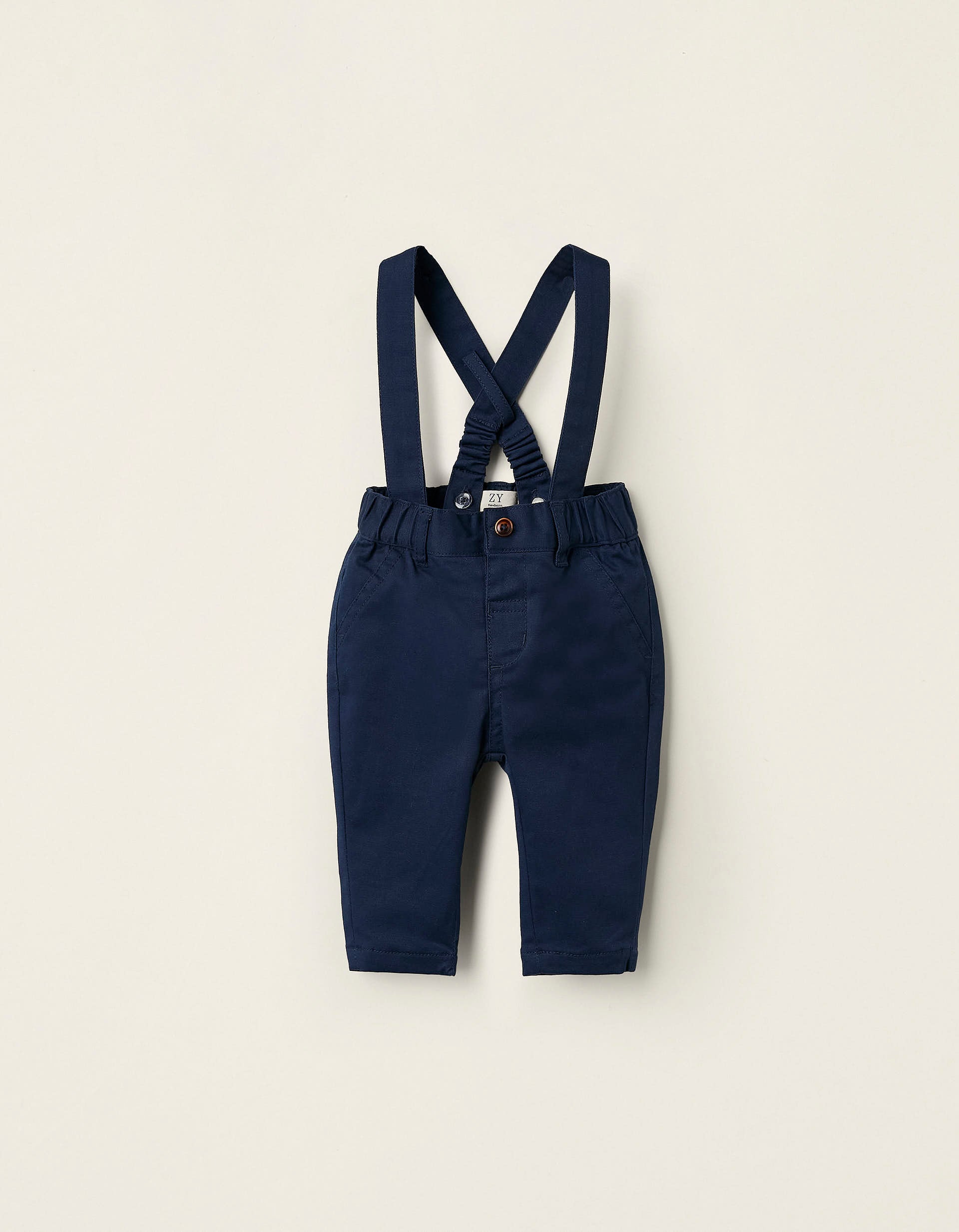 Trousers with Removable Straps for Newborns, Dark Blue