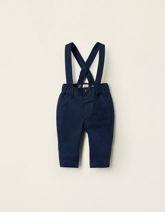 Pantalón con Tirantes Desmontables para Recién Nacido, Azul Oscuro