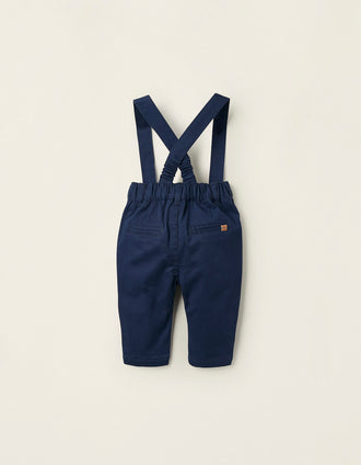 Pantalón con Tirantes Desmontables para Recién Nacido, Azul Oscuro