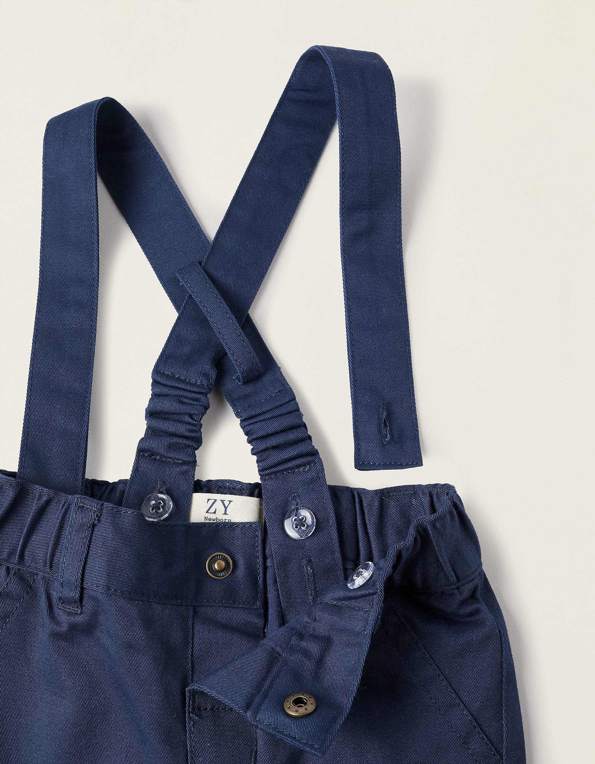 Trousers with Removable Straps for Newborns, Dark Blue